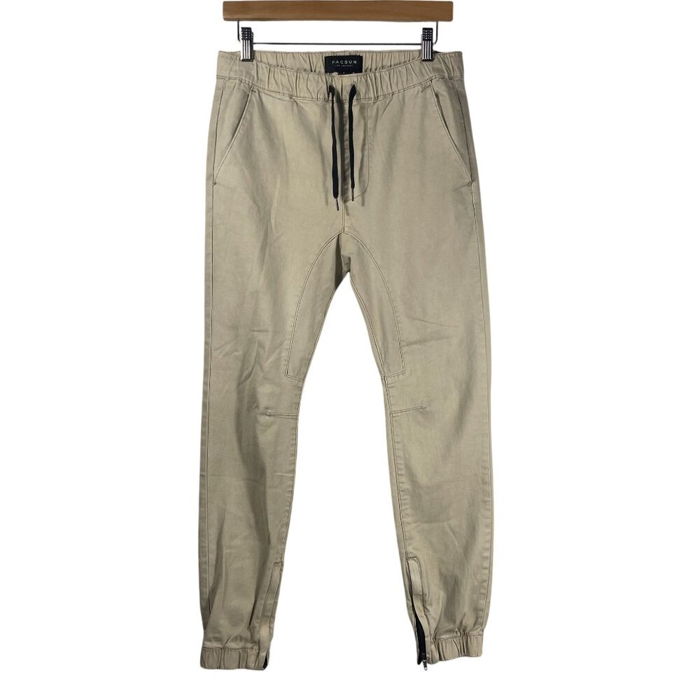 Pacsun Men's Jogger Tan Size S Ankle Zipper Pockets